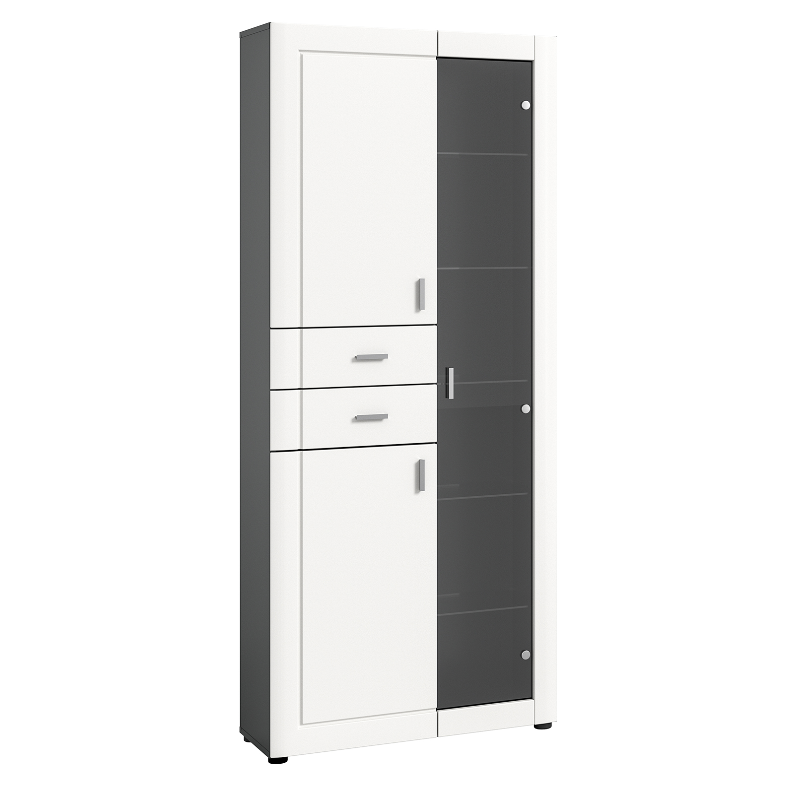 Stauraumvitrine - weiß-grau - 80 cm breit