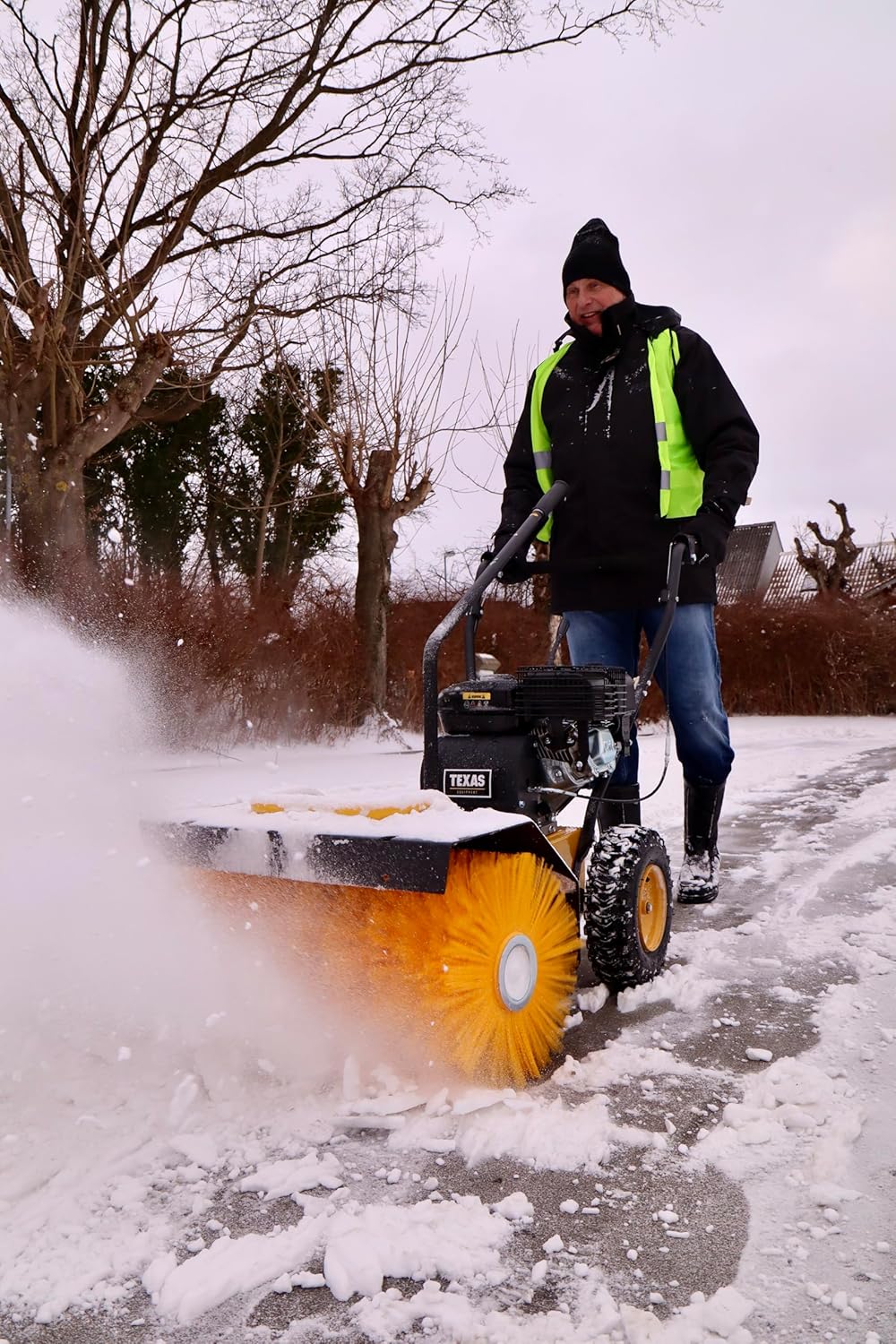 Texas Handy Sweep 619TG 3in1 179ccm Kehrmaschine Benzin mit Schneeschild Schneeschieber Laubsammler Fangkorb Schneefräse Schneeräumer mit Antrieb Radantrieb | 60cm | 4,8PS | 4Takt | 3xVor.1xRück.