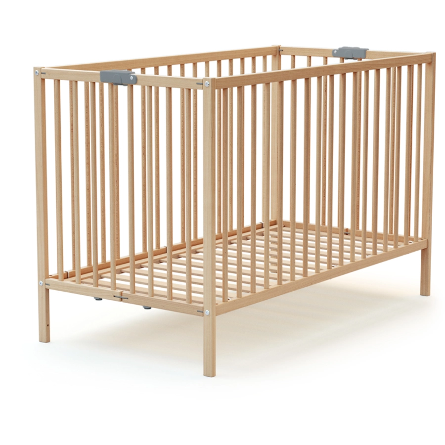 WEBABY Babybett klappbar natur lackiert 60 x 120 cm