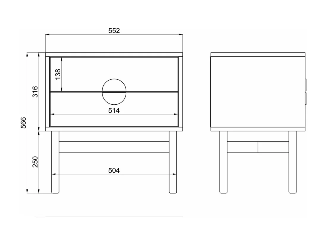 Table de chevet - 55 cm - blanc - STOON