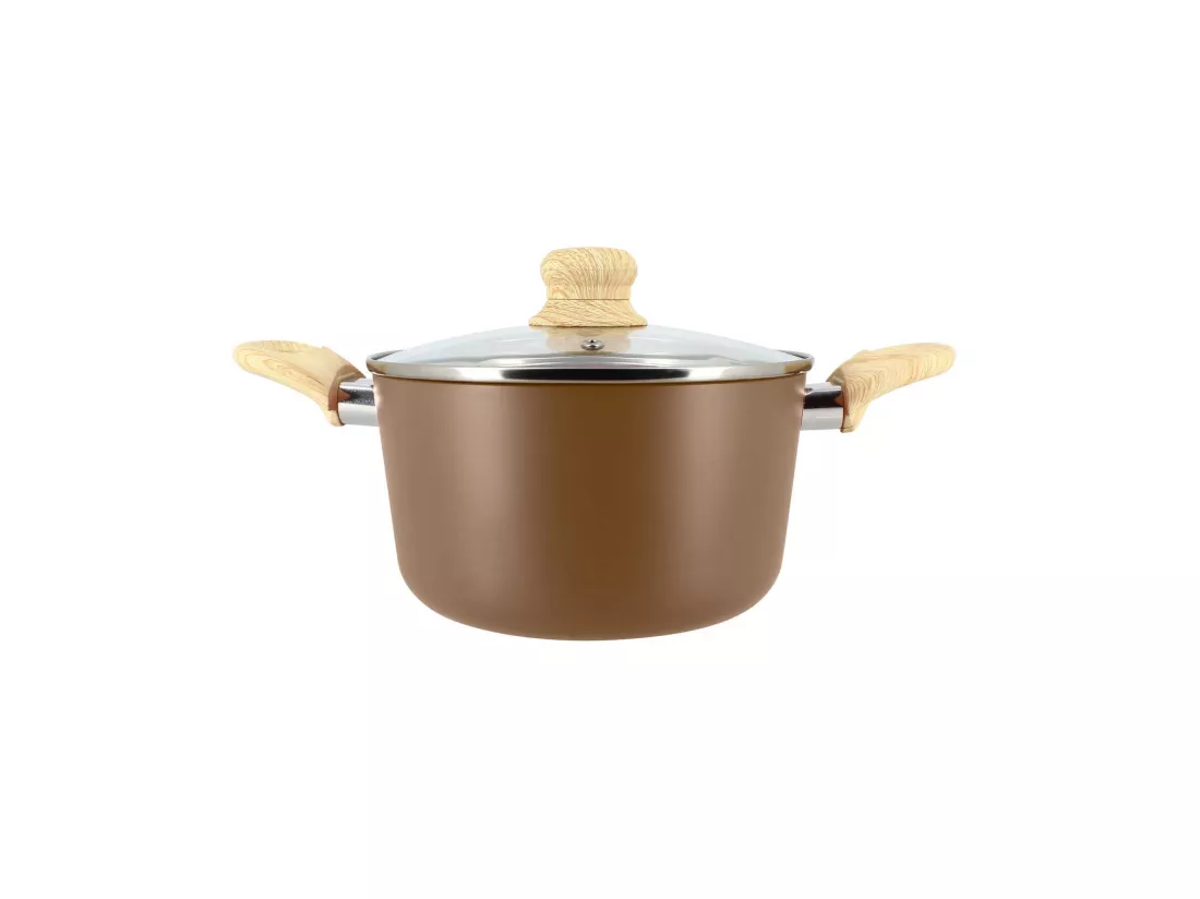 Menastyl - Faitout 20cm Colorama Noisette - En Aluminium - Revetement Antiadhesif En Ceramique