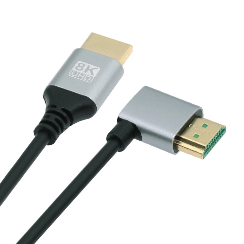 (1 m) Highspeed 8K HDMI 2.1 Kabel mit Vergoldeten Anschlüssen und 90° Grad Winkel - Schwarz