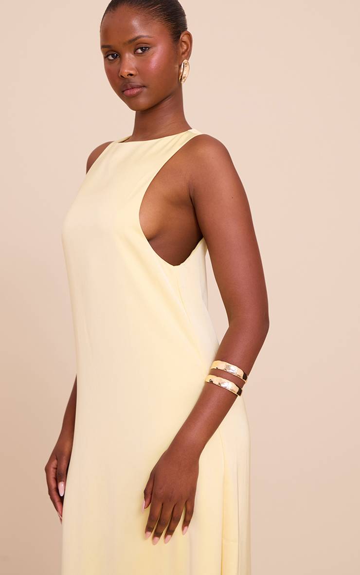 Citron Robe Longue En Satin Sans Manches À Encolure Bateau