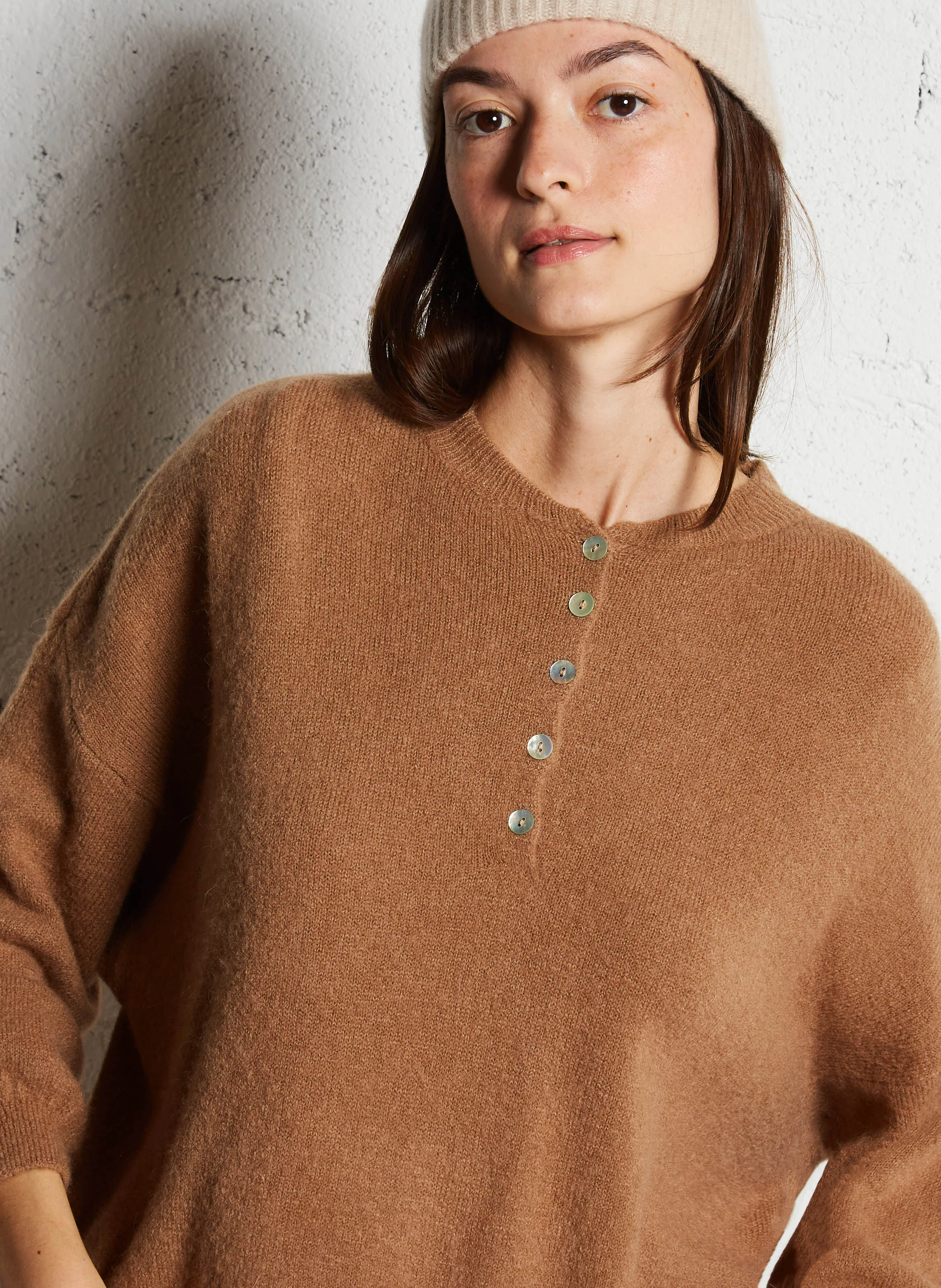 Pull col rond en laine mélangée | Marron