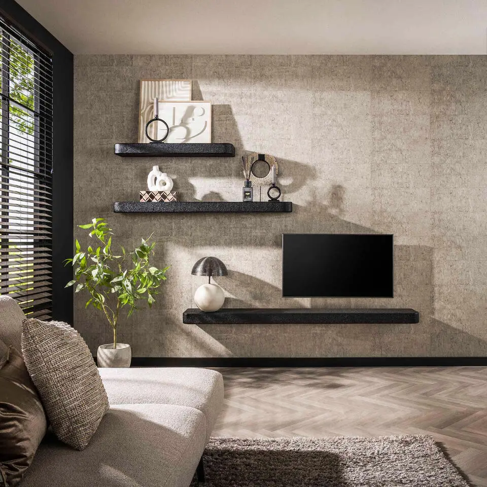 Fraaai - Sani wandplank - 150 cm - metallic - zwart