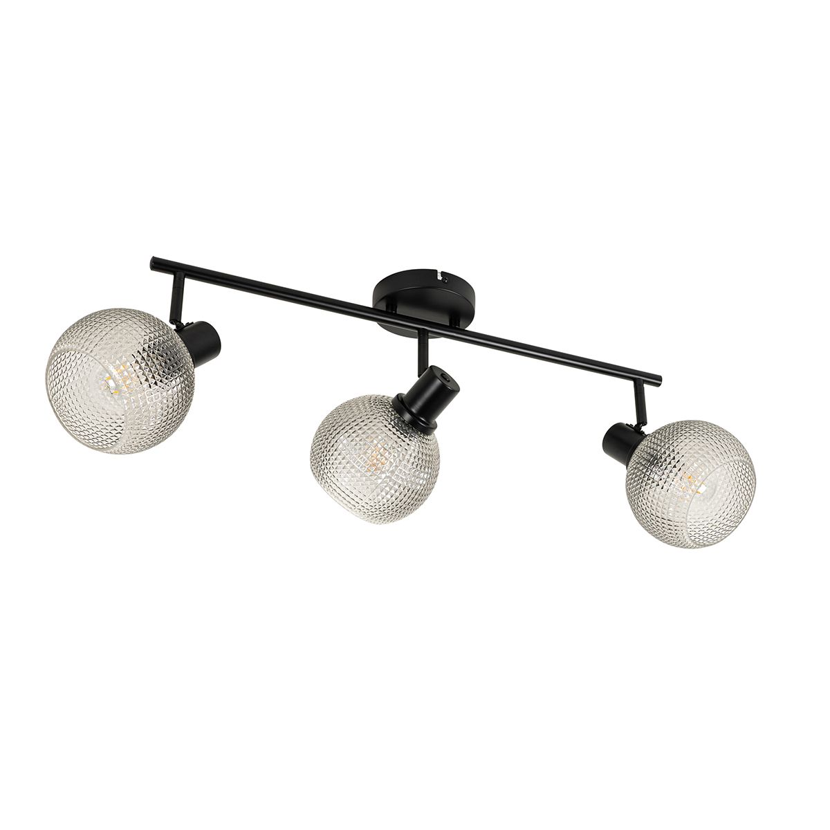 Design spot zwart met smoke glas 3-lichts - Chico