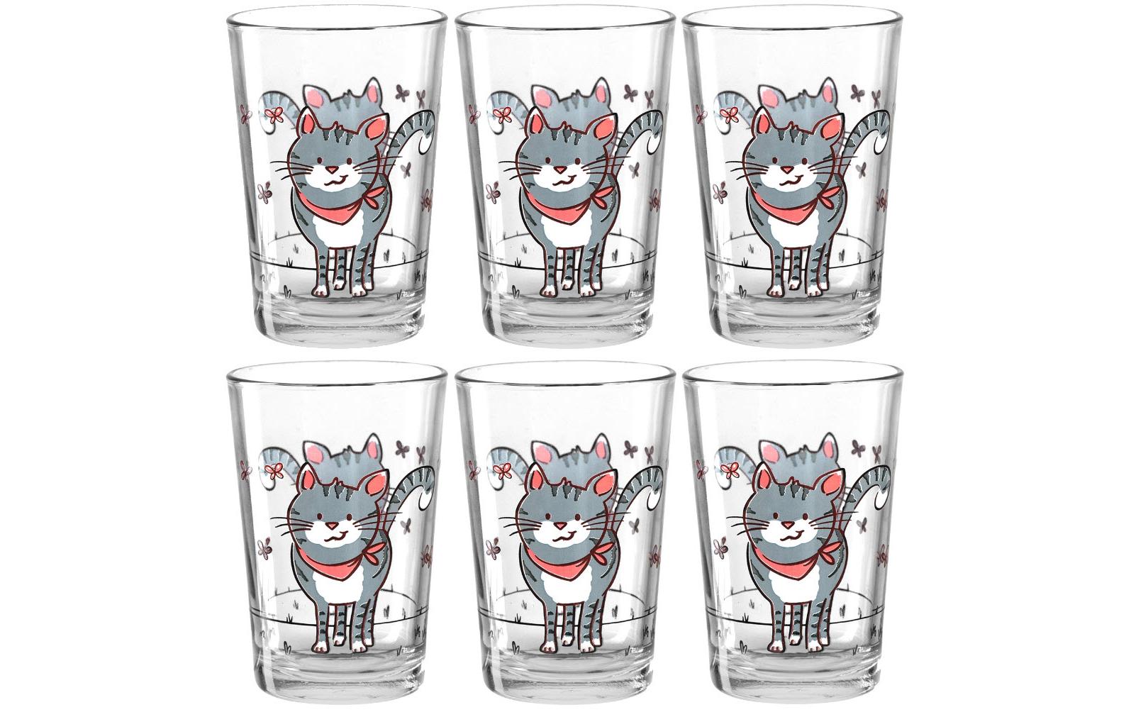 Kindertrinkglas Katze 210 ml, 6 StückTrinkglas für Kinder