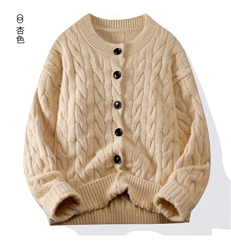 Dandyluxe - Effen kabelgebreid vest met ronde hals en knoopjes