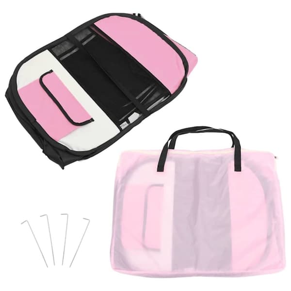 vidaXL Sammenleggbar lekegrind for hunder bæreveske rosa 125x125x61 cm