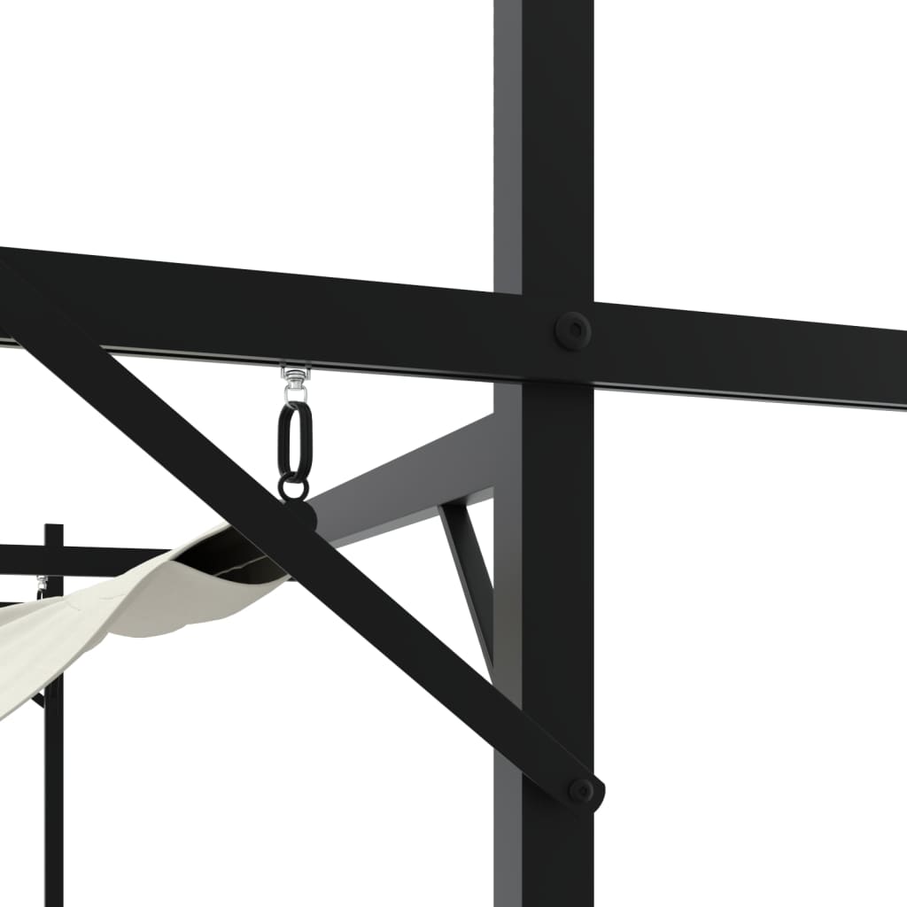 Pergola avec toit rétractable crème 395x292x230 cm