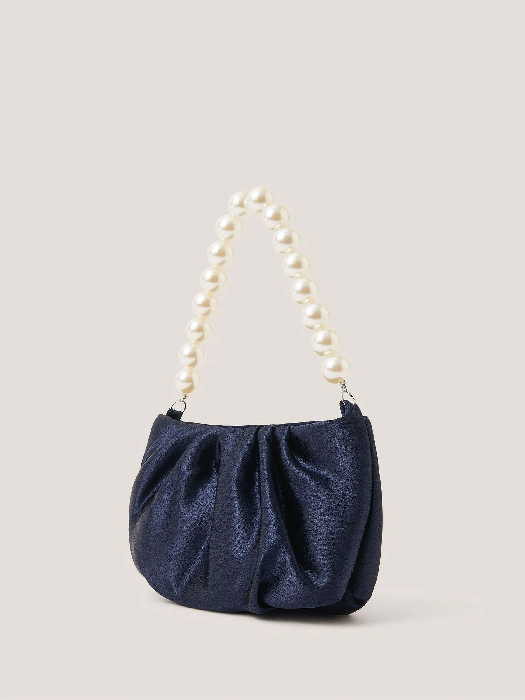 Monsoon Pearl Strap Satin Party Bag