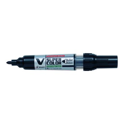 PILOT V SUPER COLOR RECHARGEABLE - Marqueur permanent - pointe ogive - noir
