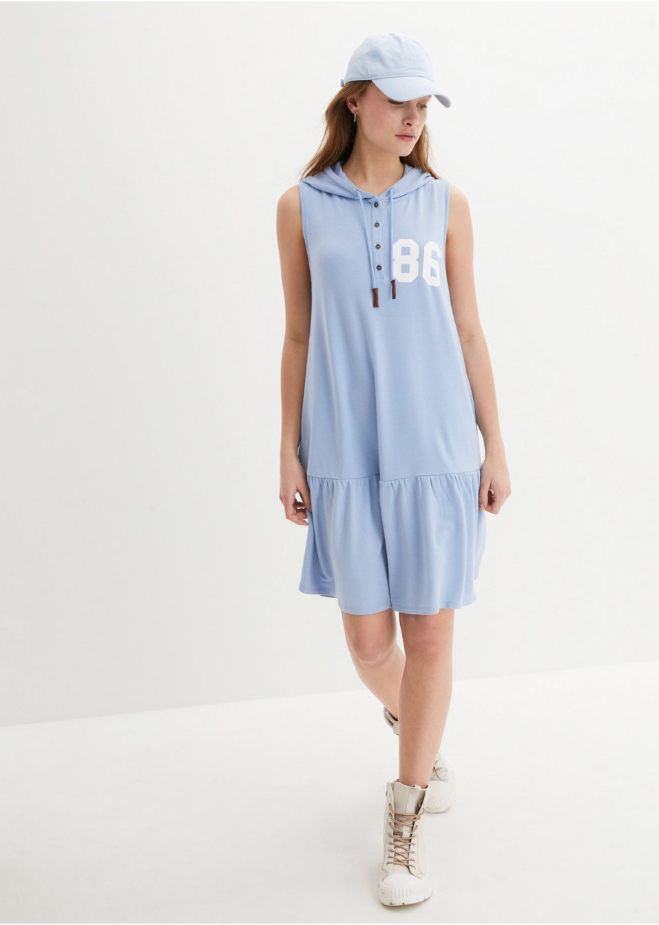 Robe sweat à capuche, sans manches