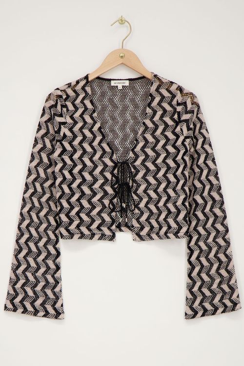 Zwart-beige crochet vestje