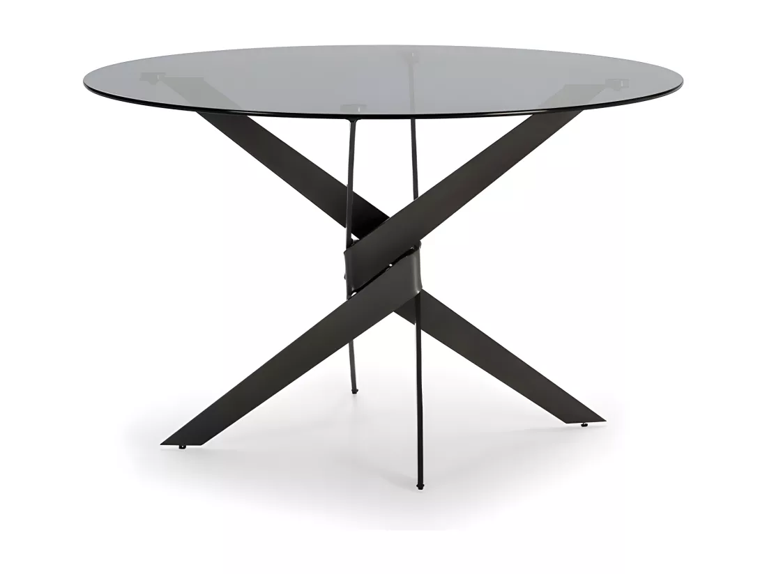 Dravon - Table à manger 4 personnes en verre trempé et métal - Noir