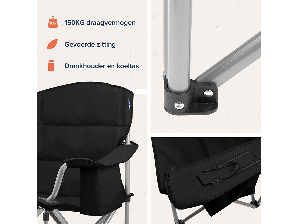TRVLMORE set van 2 XL vouwstoelen - Black