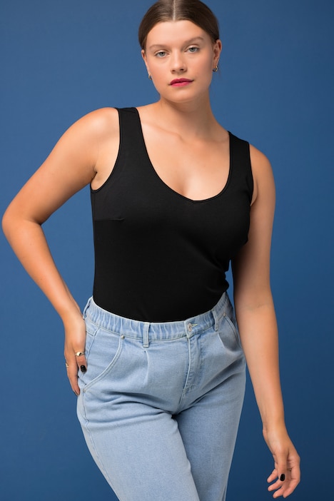 Body, Slim Shape, Punto-Jersey, doppelter V-Ausschnitt
