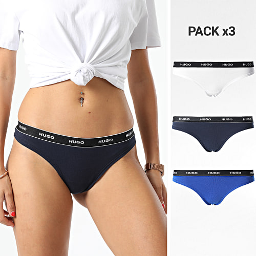 Lot De 3 Strings Femme 50480150 Noir Blanc Bleu Roi