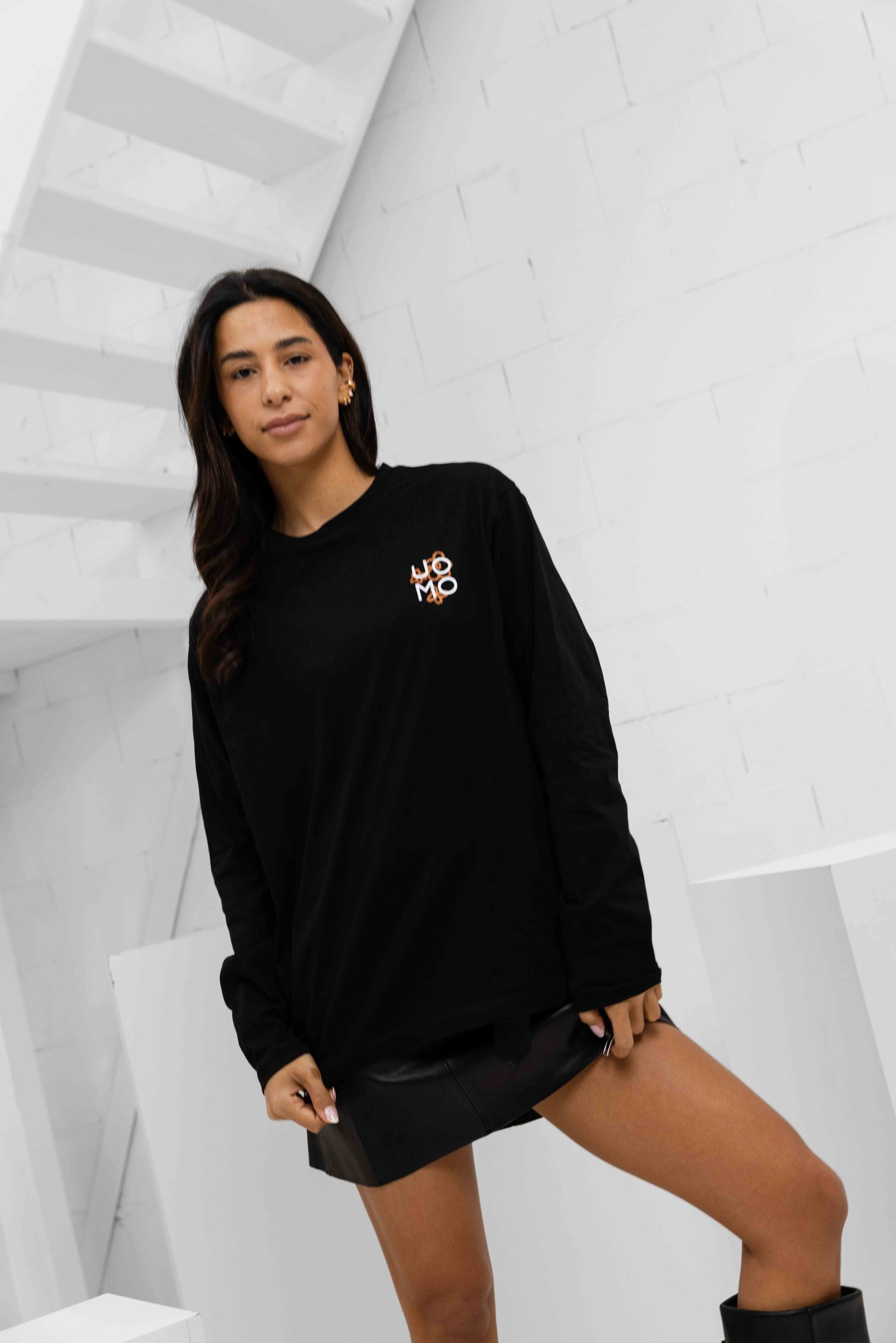 24 Uomo Flora 2.0 Longsleeve Shirt Dames Zwart/Oranje