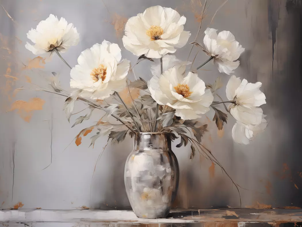 Wandbild 30 x 40 cm Flowers On Grey IV