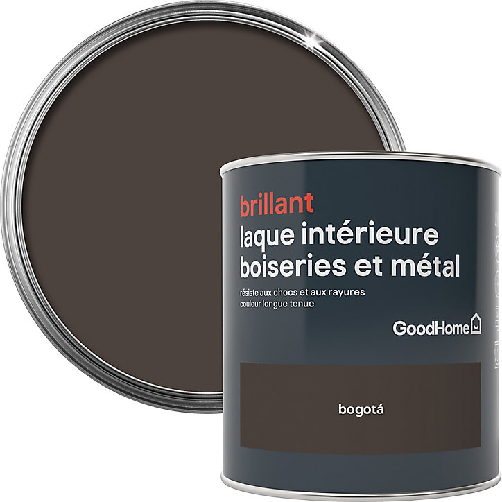 Laque boiseries et métal GoodHome Bogota Brillant 0,75L marron foncé