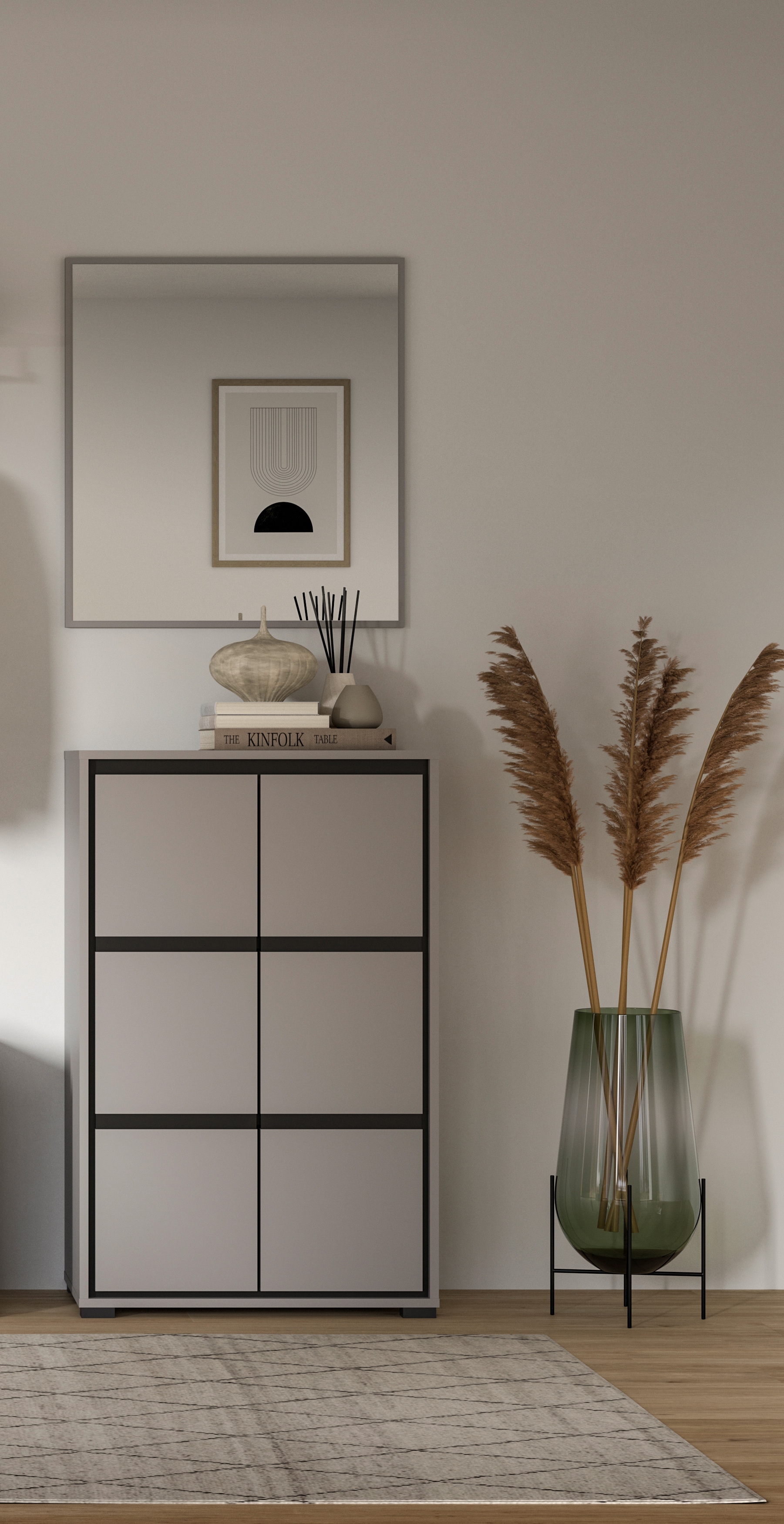 Garderobenkombination Jaru 2-teilig 65 x 196 cm grau/schwarz