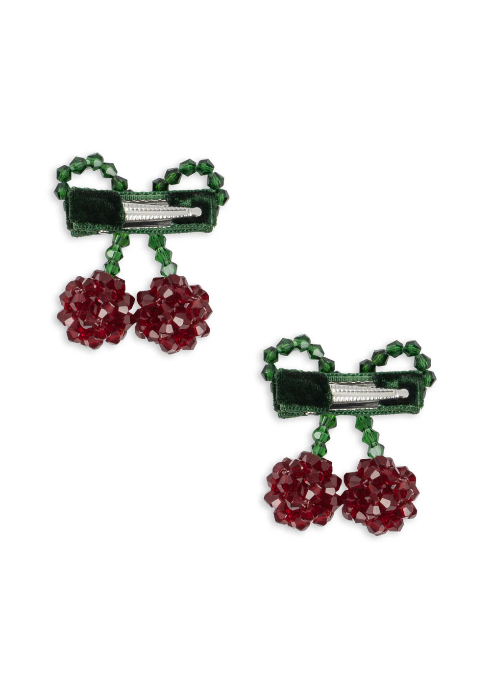 2 pak cherry hårspænde - red\/glitter - OS