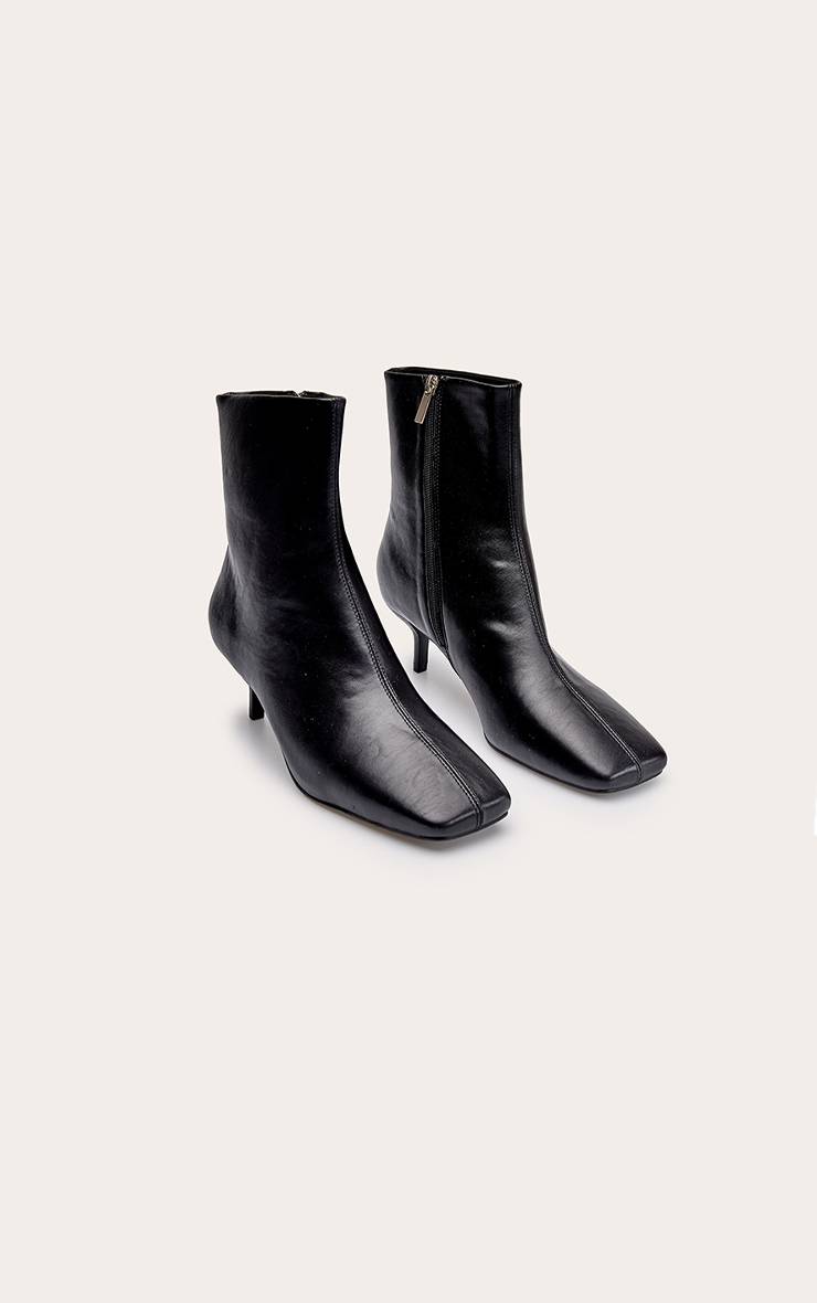 Noir Bottine À Bout Pointu Effilé Talon Chaton En Synthétiquecuir Souple