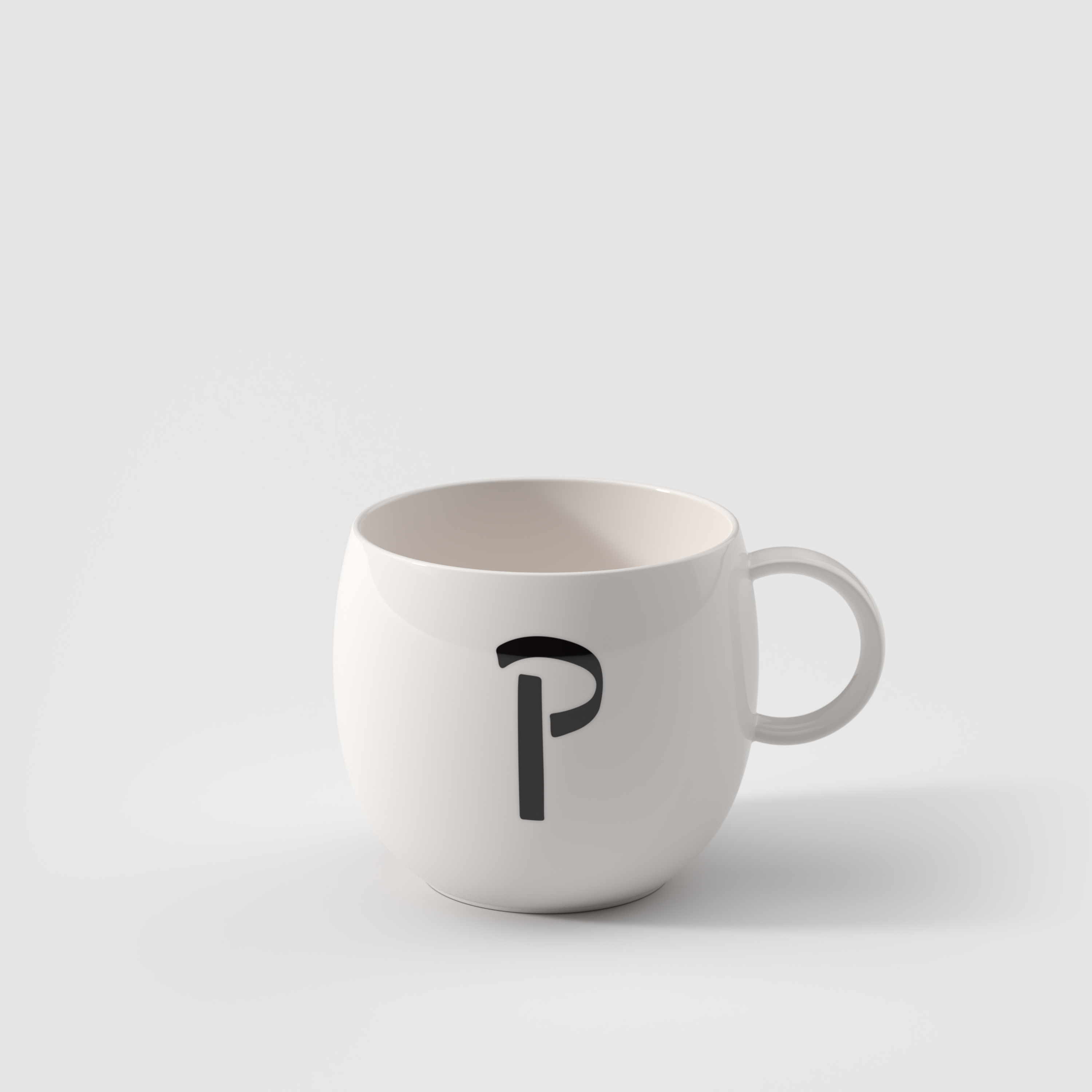 Letters Mug White, 9.9 oz, Premium Porcelain