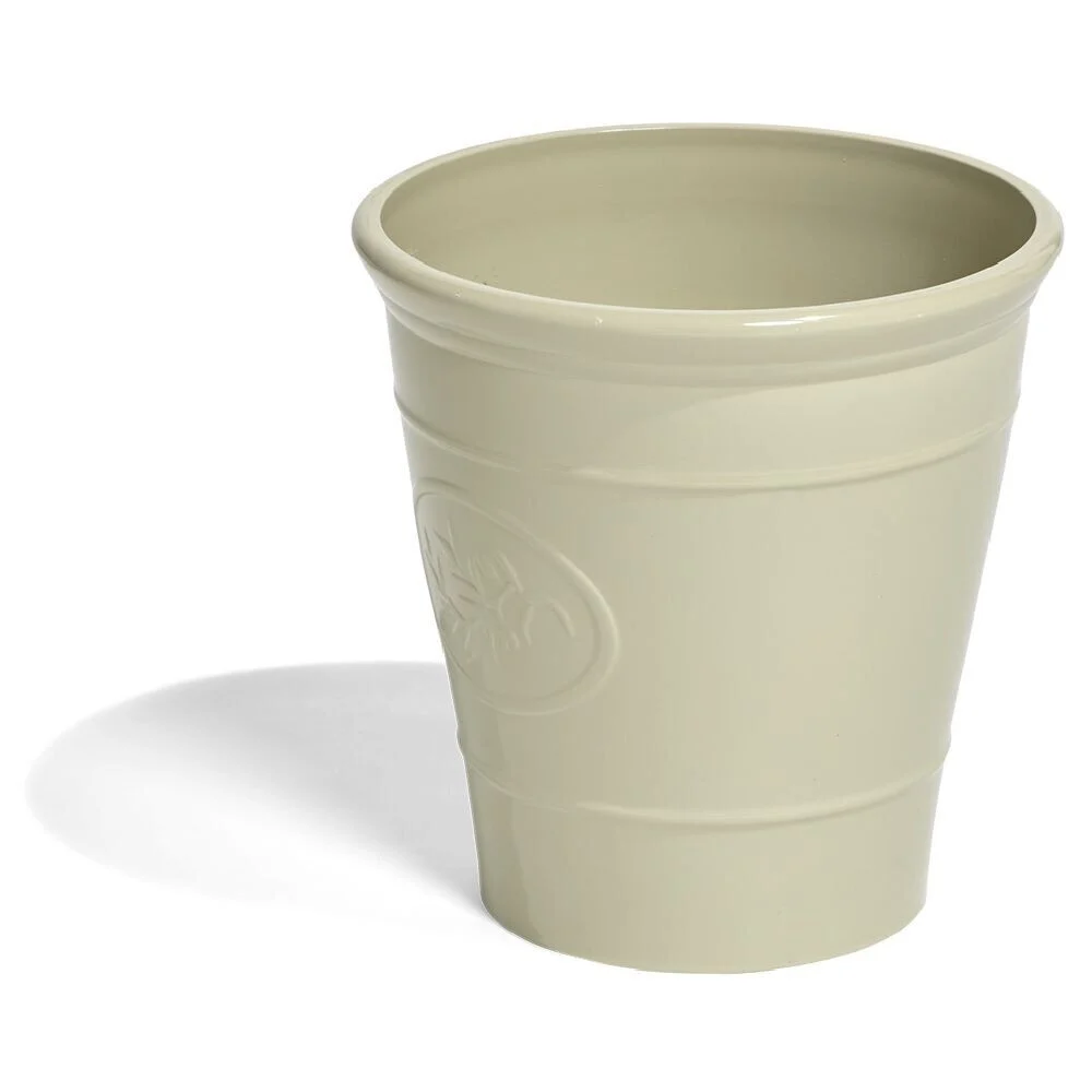 Cache pot motif provençal plastique beige Ø30xH30cm