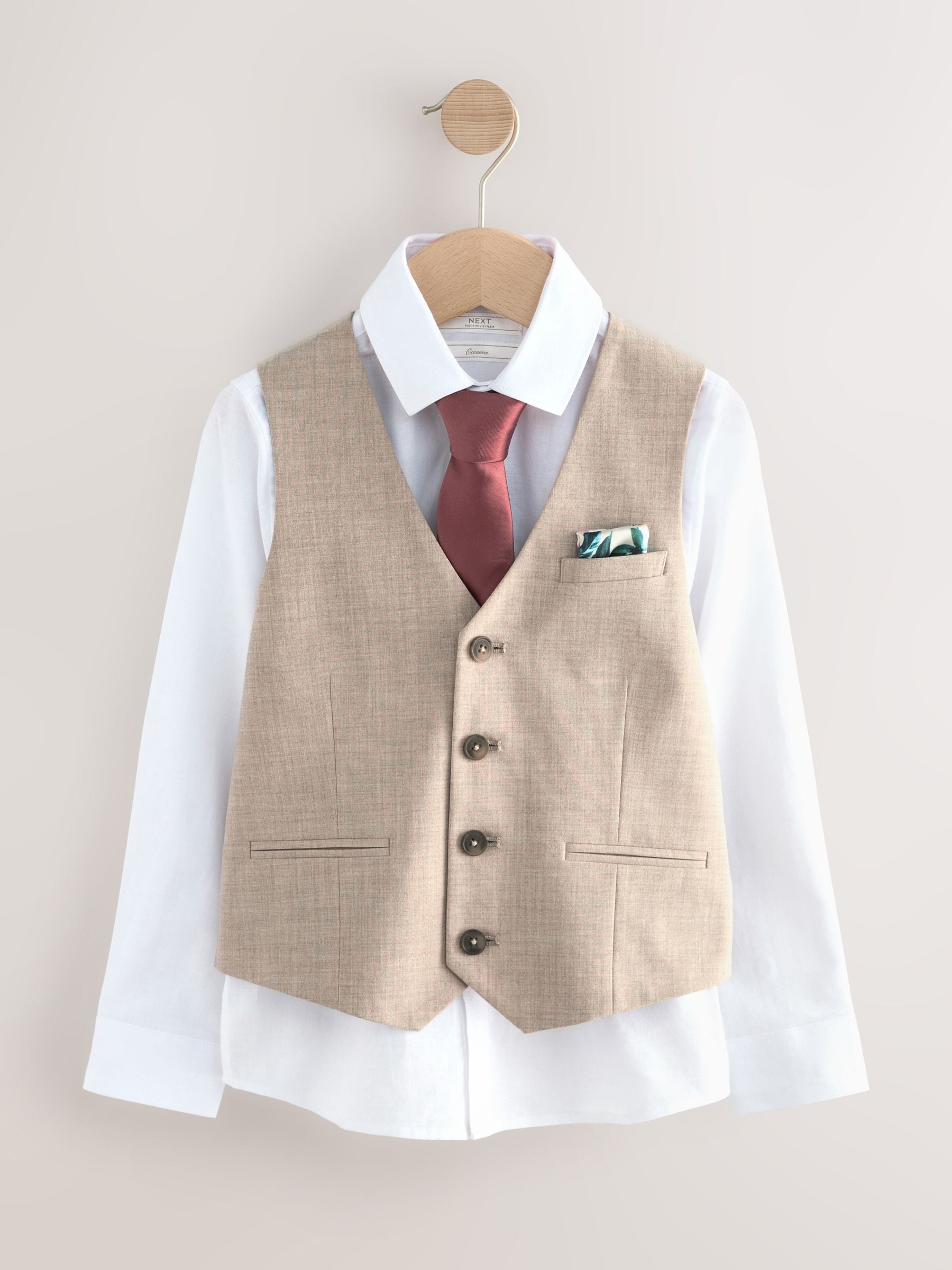 Neutraal - Set met gilet, overhemd en stropdas (12mnd -16jr)
