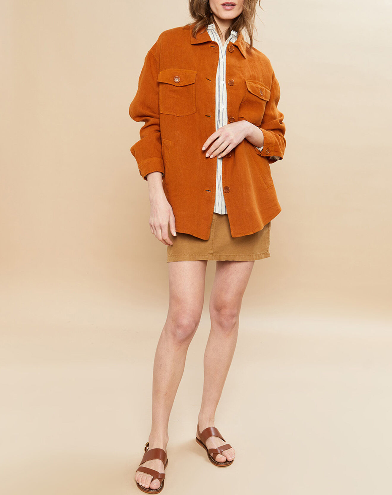 Hartford Veste 100% Lin Voltige caramel