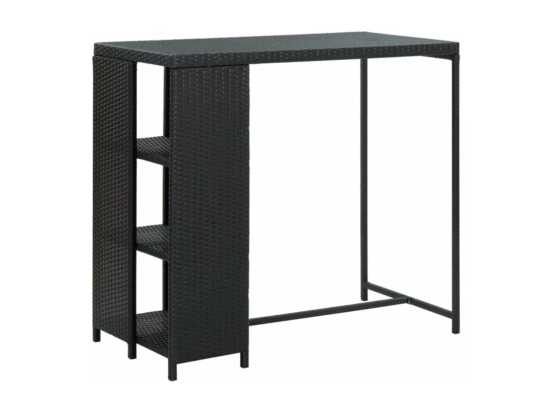 Table de bar avec rangement Noir 120x60x110 cm Résine tressée