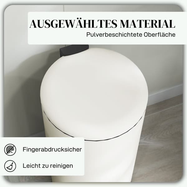 Søppelbøtte 30L pedalbøtte, kosmetikkbøtte, søppelbøtte med lokk og fotpedal, søppelbøtte med innerbeholder, til stue, kontor, metall, 36 x 30 x 63,5