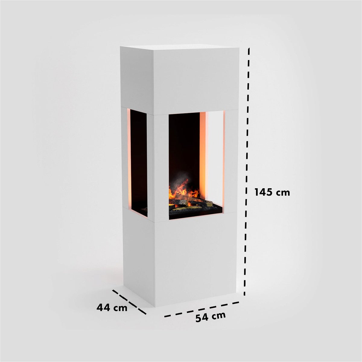 GLOW FIRE Elektrische haard 'Böll' | Waterdamphaard met OMC 400 inclusief hout in de kleur wit als roomdivider | HxBxD: 145x54x44 cm