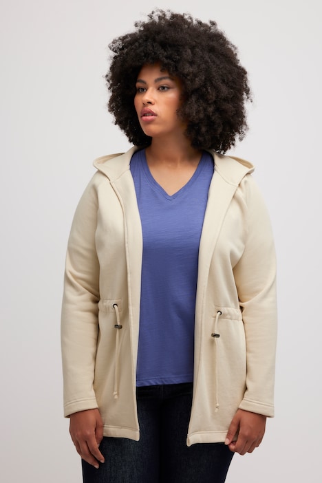 Sweatjacke, offene Form, Tunnelzug, Biobaumwolle