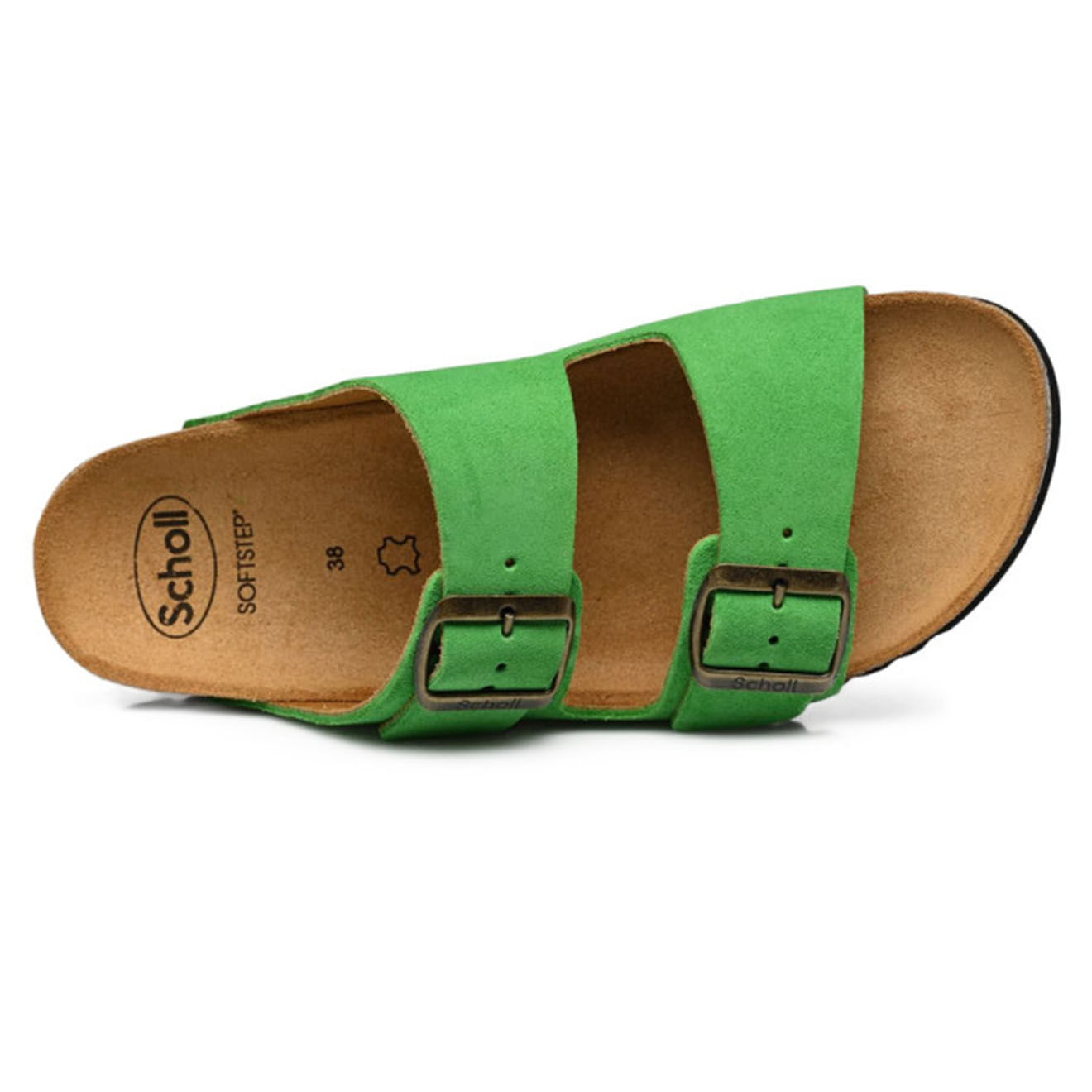 Scholl Mules en Velours de Cuir Josephine vertes