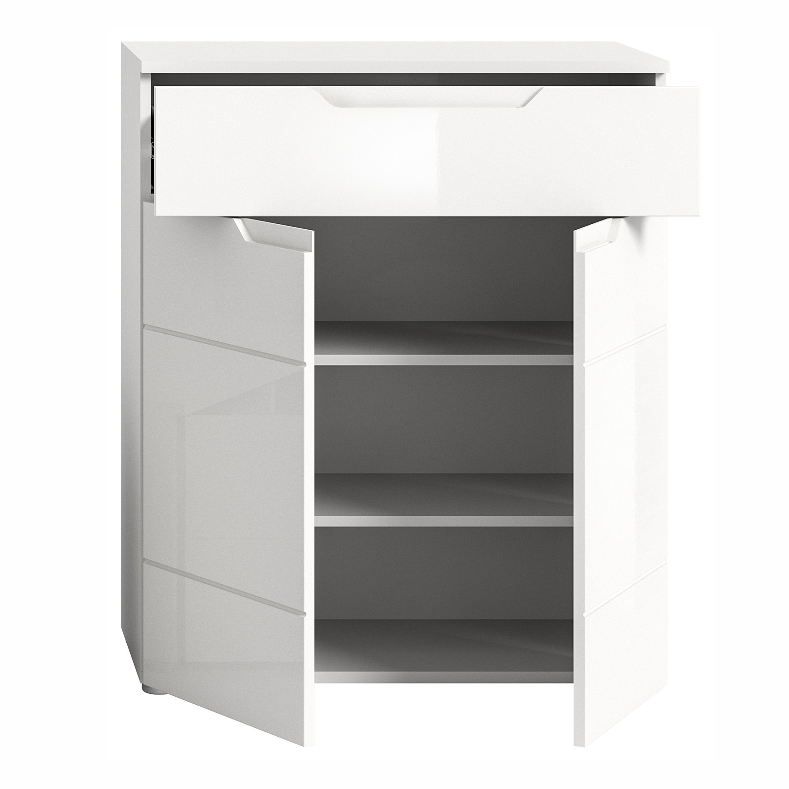 Garderobenkommode HILTON - alpinweiß-weiß Hochglanz - 97 cm hoch