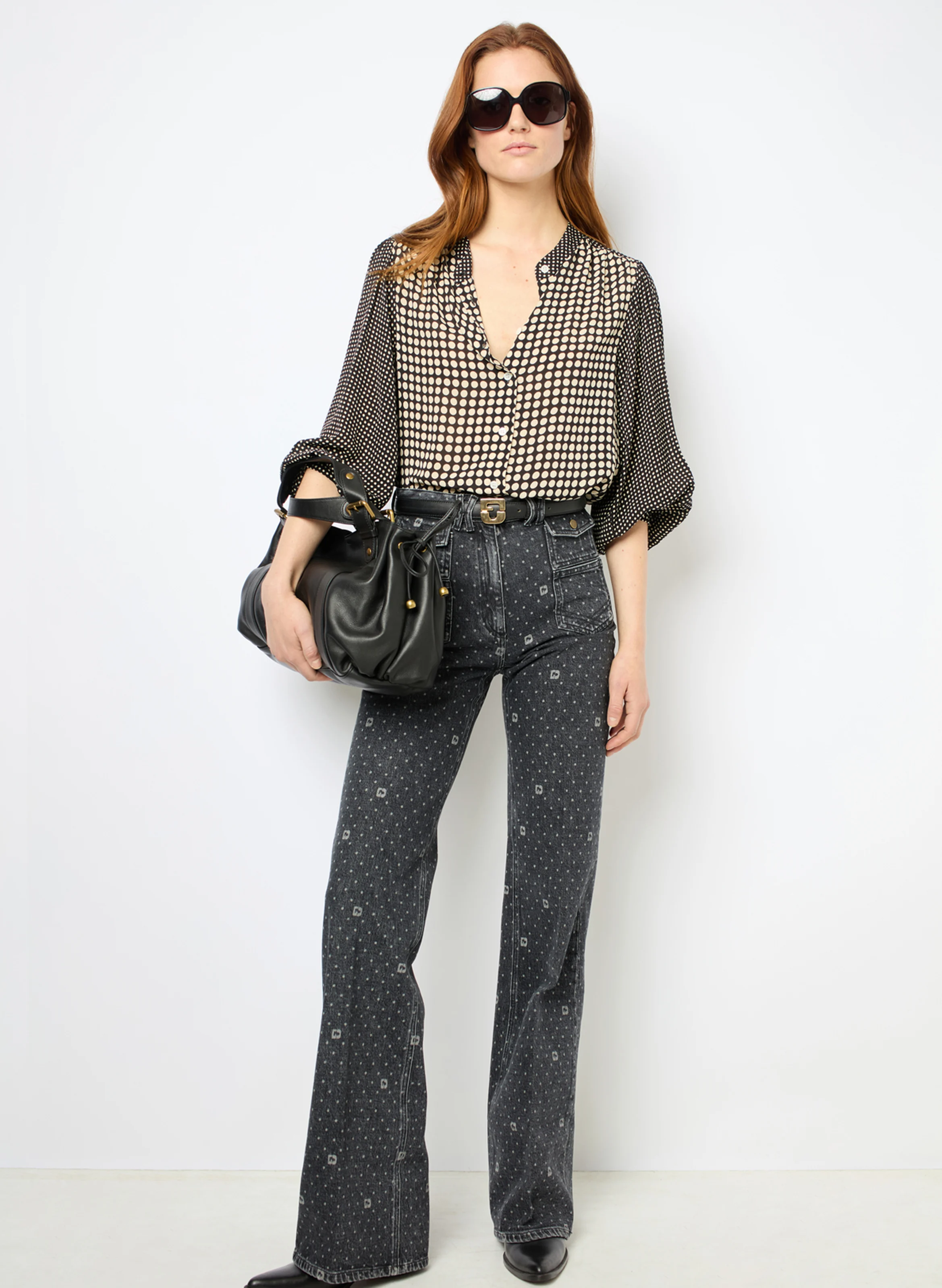 NARIN - Chemise droite à col mao | Noir