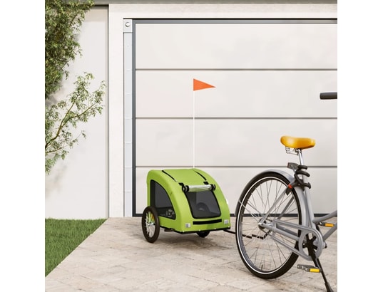 VIDAXL - Remorque de vélo pour chien vert tissu oxford et fer