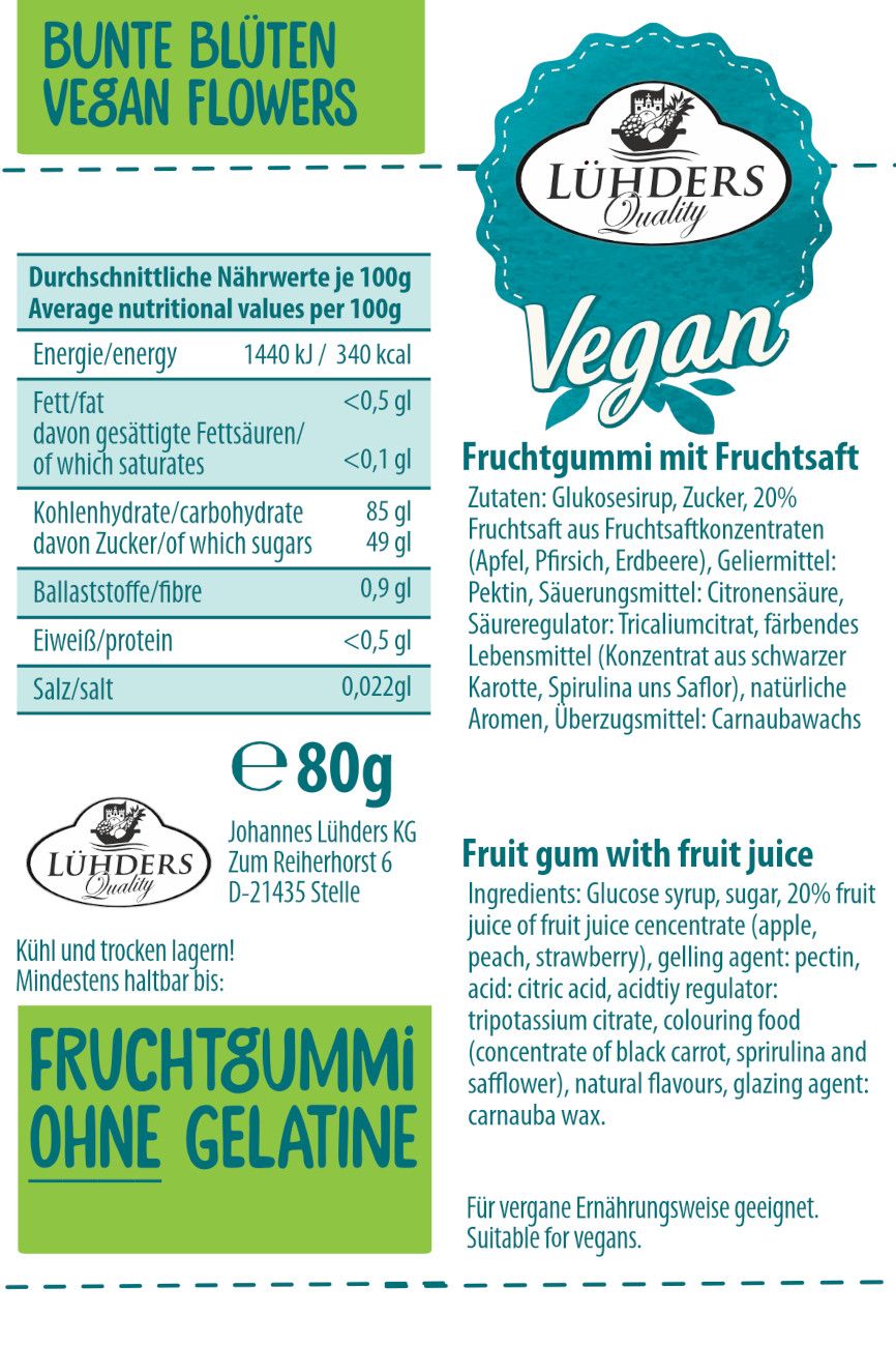 LÜHDERS - 10er Vorratspackung Bunte Blüten -vegan-