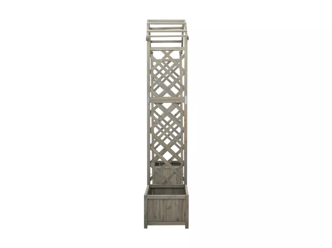 Pergola de jardin avec jardinière Gris Bois pin massif