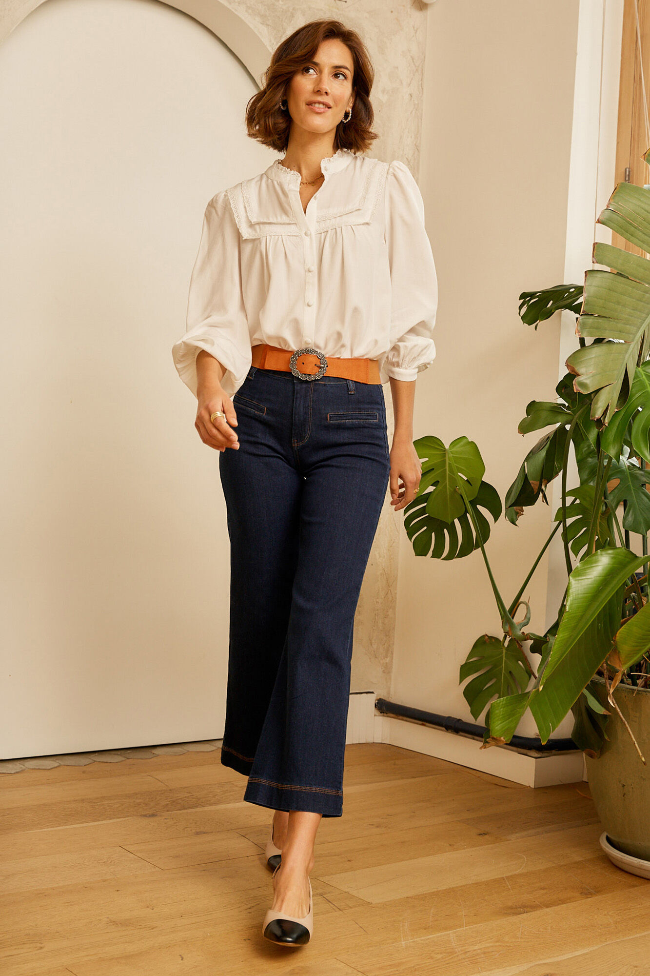 Calça cropped azul marinho - Azul marinho