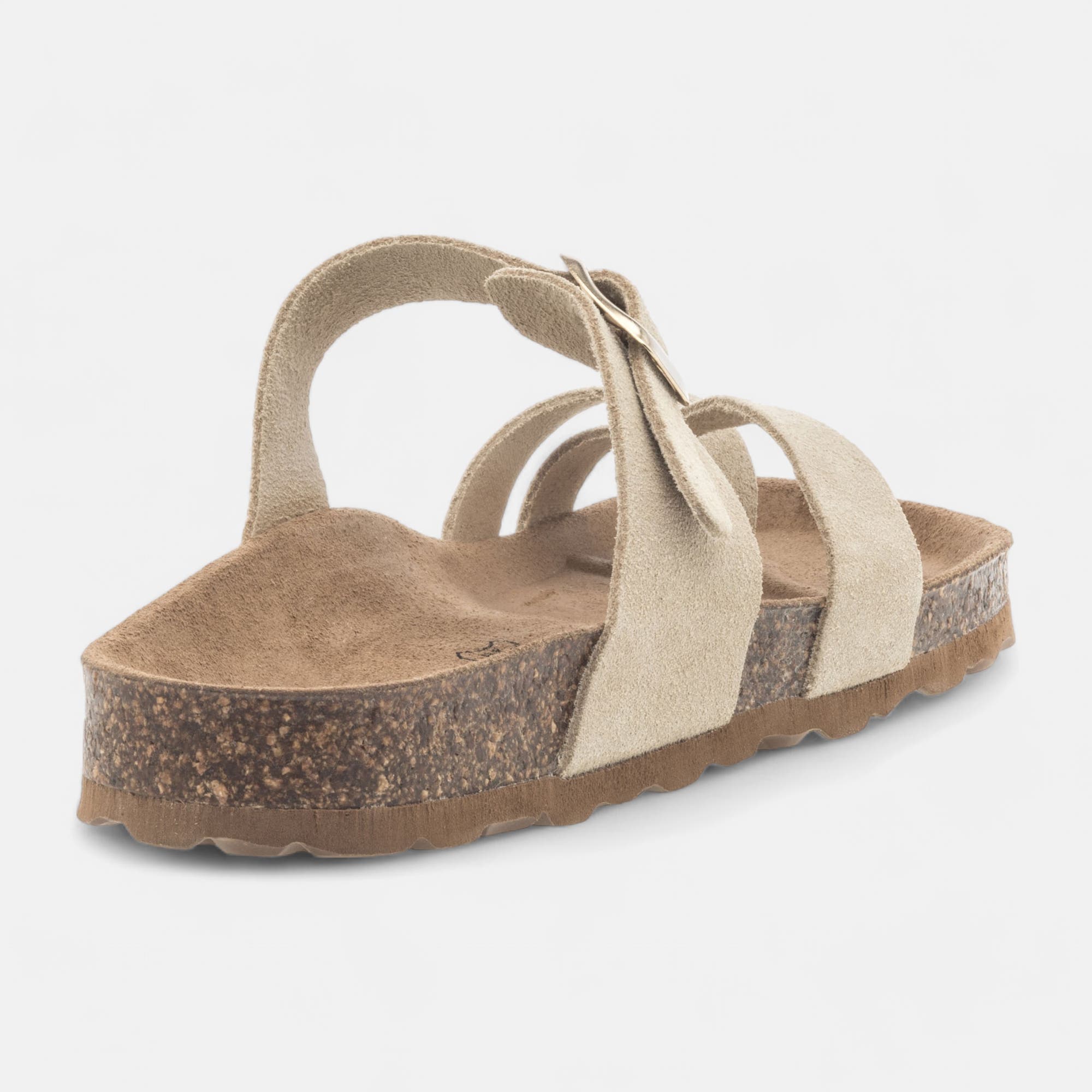 Mules semelle liège Femme en cuir beige