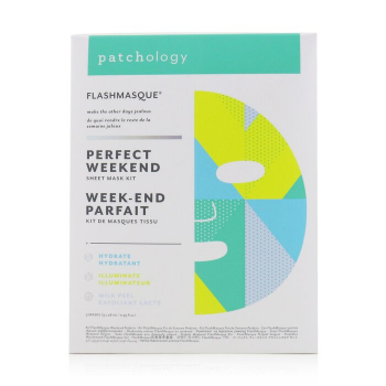 Patchology Máscara de folha de 5 minutos FlashMasque - Kit de máscara de folha de fim de semana perfeito: (hidratar, iluminar, casca de leite)  3pcs