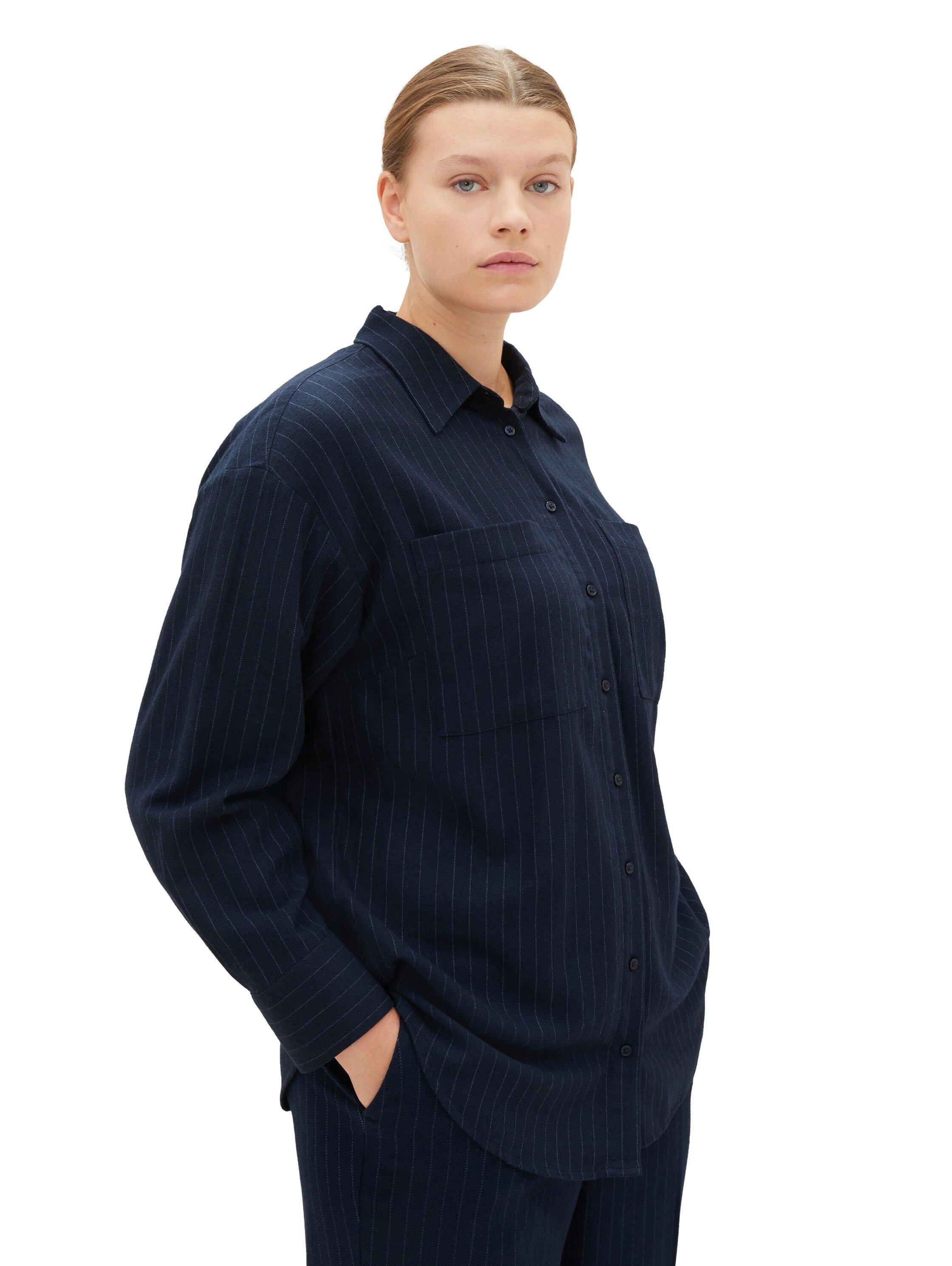 Gestreifte Hemdbluse mit Brusttaschen