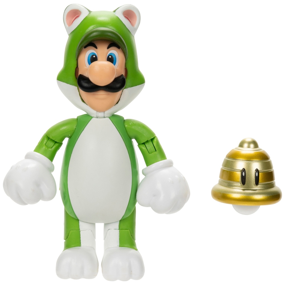 Super Mario Figur Katze Luigi mit Superglocke Zubehör