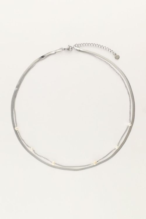 Platte schakelketting met parels