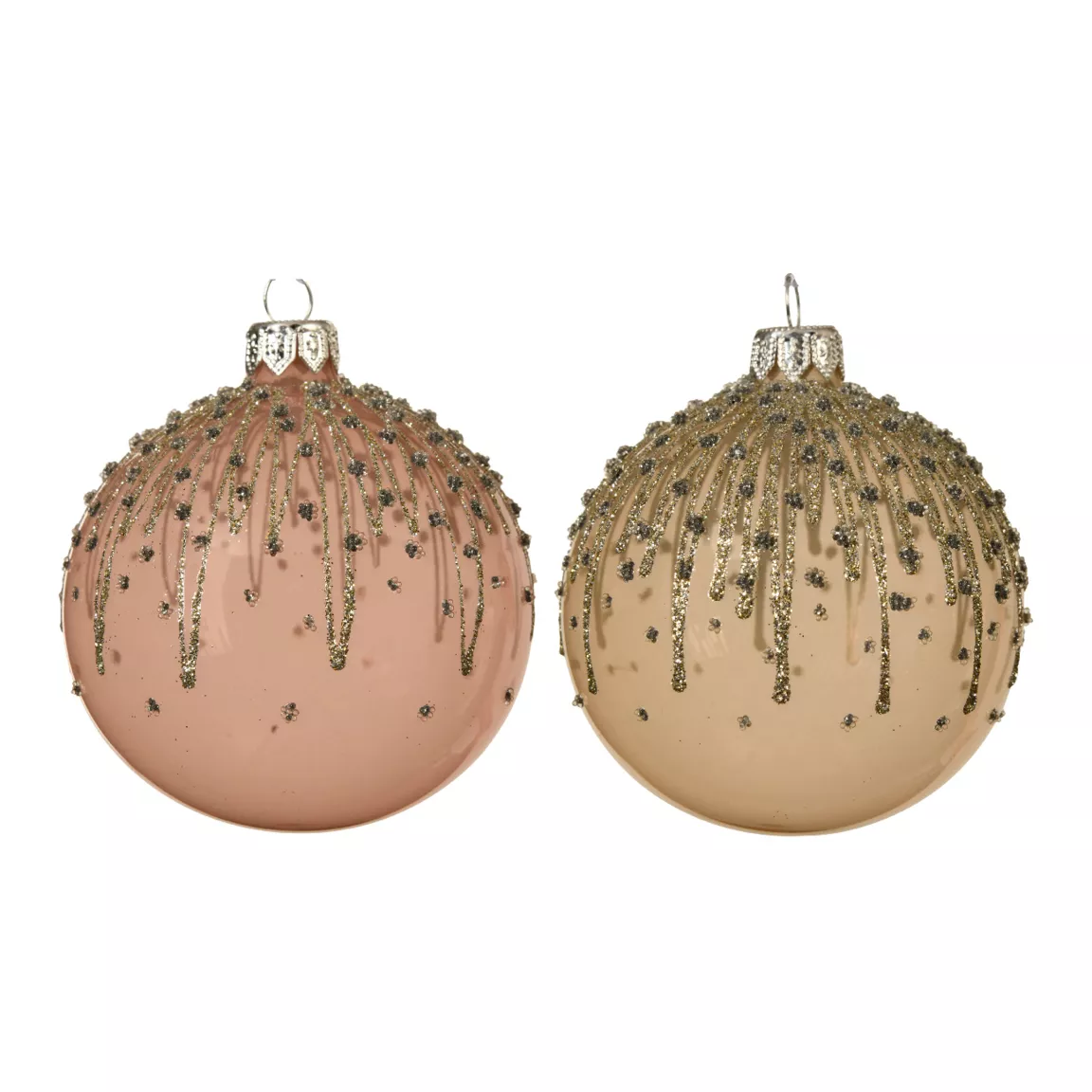 Lot de 6 boules de Noël en verre (D80 mm) Korona Rose poudré