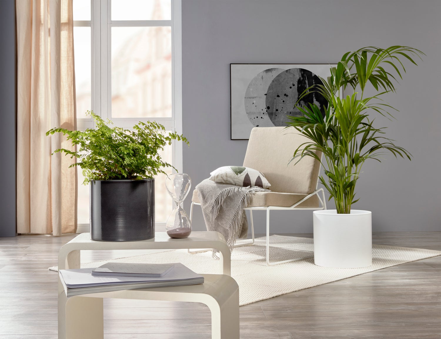 Scheurich keramische bloempot, kleur: Glass Grey, 23 cm diameter, 21 cm hoog, 7,4 l inhoud.